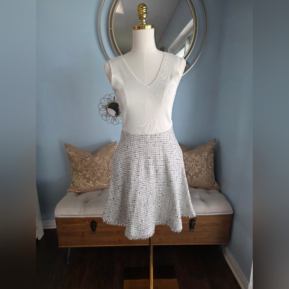 Ted Baker White and Gray Adalad Dress